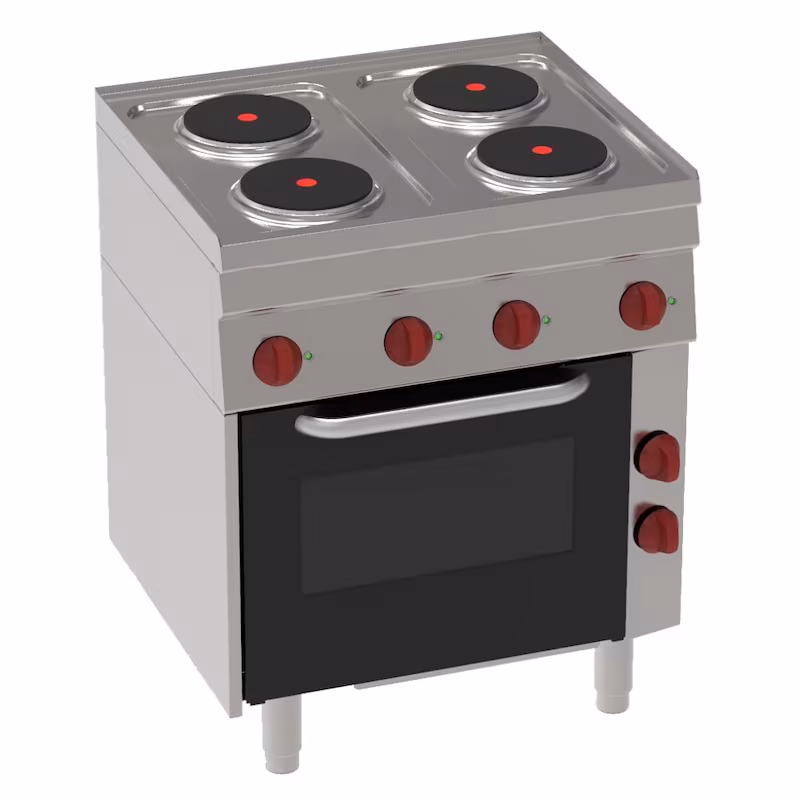 EURAST - Electric cooker with 4 round hobs, 1 electric convection oven, 440x380 - 700x600x850 mm - 10500 W 400/3V - 42800611