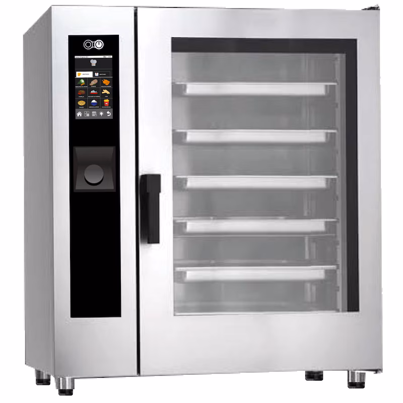 EURAST - Gas combi steamer with automatic cleaning for 10 GN 2/1 - 1120x850x1120 mm - 28 kW + 800 W 230/1V - 41W2016R