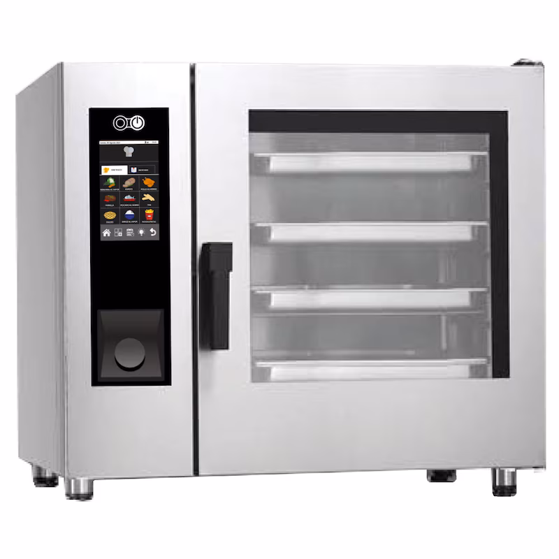 EURAST - Gas combi steamer with automatic cleaning for 6 GN 2/1 - 1120x850x840 mm - 19 kW + 400 W 230/1V - 41W2606R