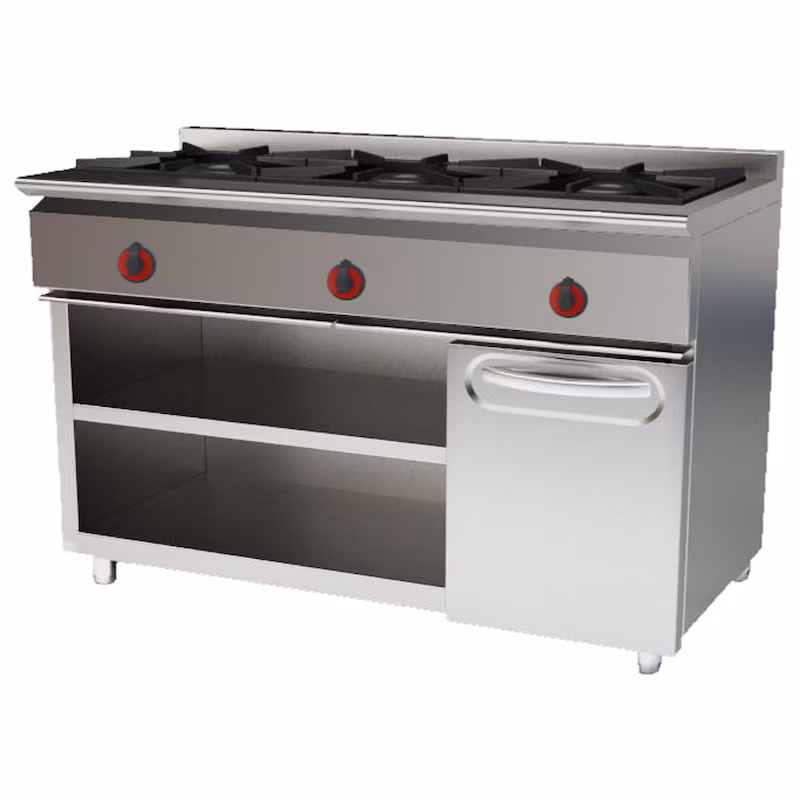 EURAST - Gas cooker with 3 burners on 2 shelves and cabinet - 1200x550x850 mm - 17.5 kW - 33101255