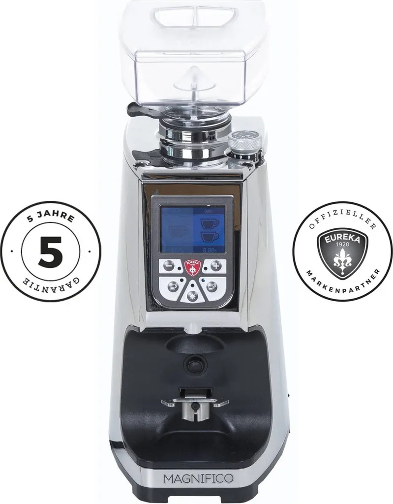 Eureka Atom Magnifico espresso grinder, chrome