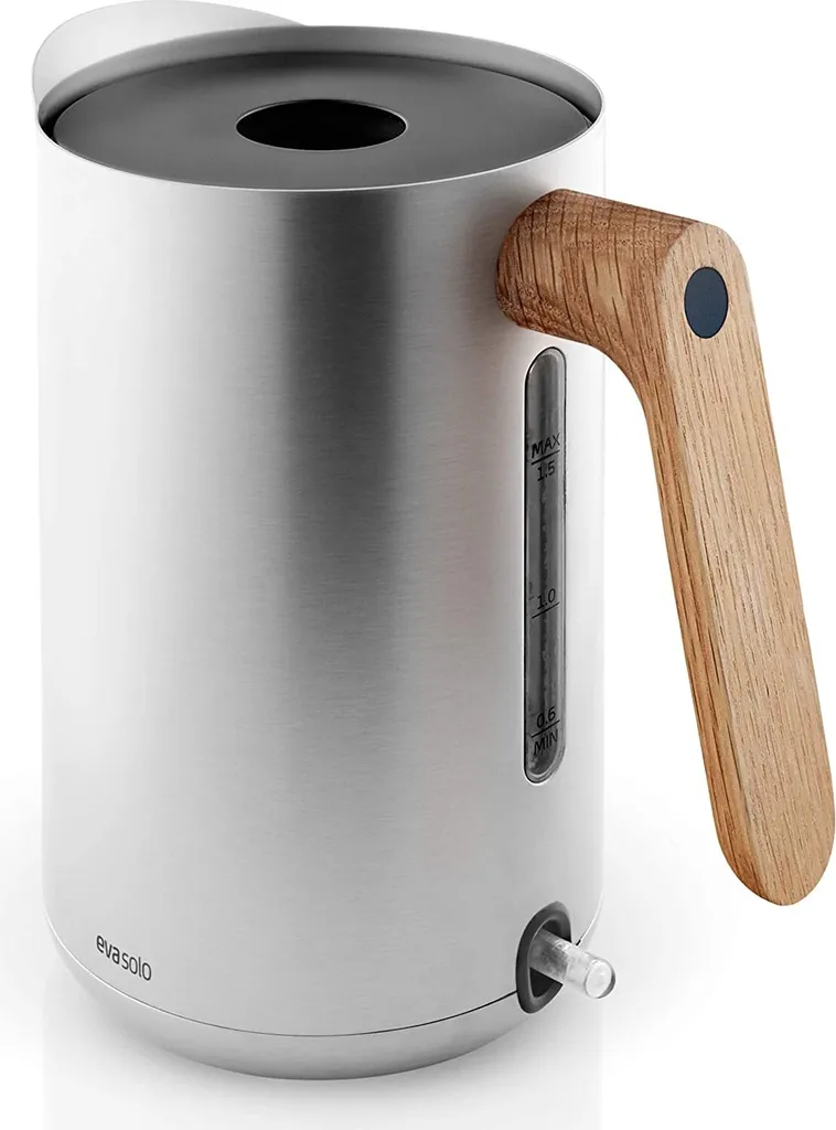Eva Solo Electric Kettle, Tea Maker, Coffee Maker, Kitchen Accessory, Stainless Steel/Plastic/Oak Wood, Silver, 1.5 L, 502740