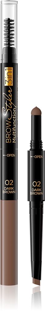 Eveline Cosmetics Brow Styler Precision Eyebrow Pencil 3in1 Farbton 02 Dark Brown 1,2 g