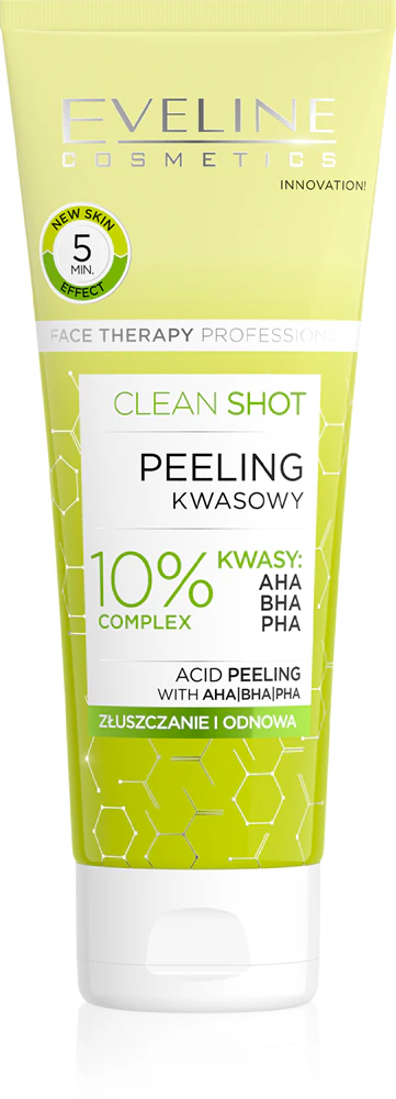 Eveline Cosmetics Clean Shot 10% Complex of AHA, BHA and PHA gentle exfoliation against the skin's imperfections