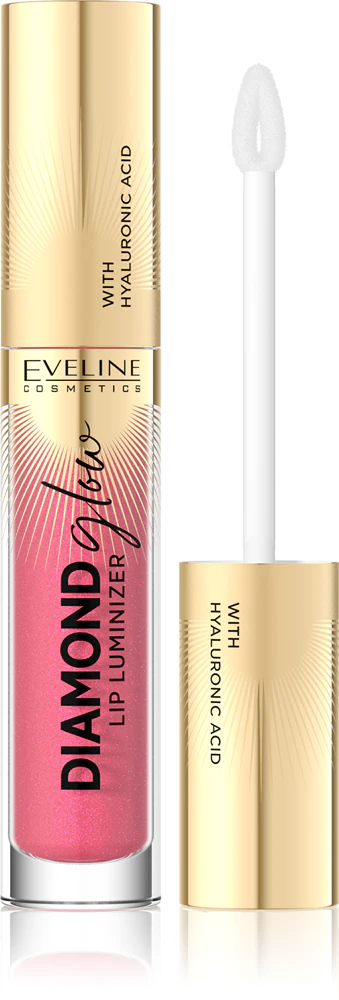 Eveline Cosmetics Diamond Glow glitter lip gloss with hyaluronic acid Farbton 09 Peach Dream 4,5 ml
