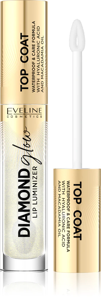 Eveline Cosmetics Diamond Glow glitter lip gloss with hyaluronic acid Farbton 12 Top Coat 4,5 ml