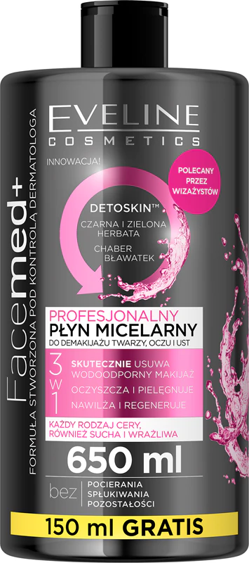 Eveline Cosmetics FaceMed+ cleansing micellar water for make-up removal with a purifying effect