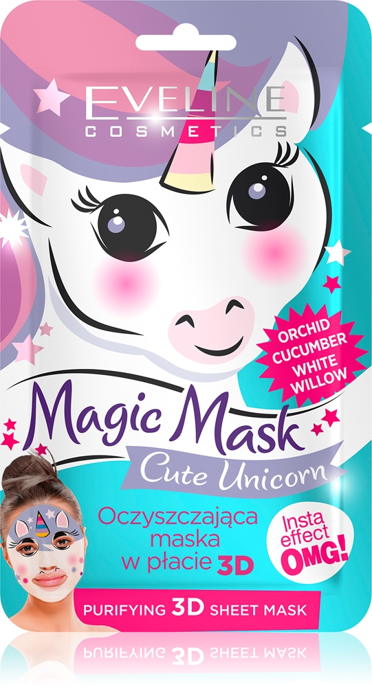 Eveline Cosmetics Magic Mask Cute Unicorn Textile 3D deep cleansing mask