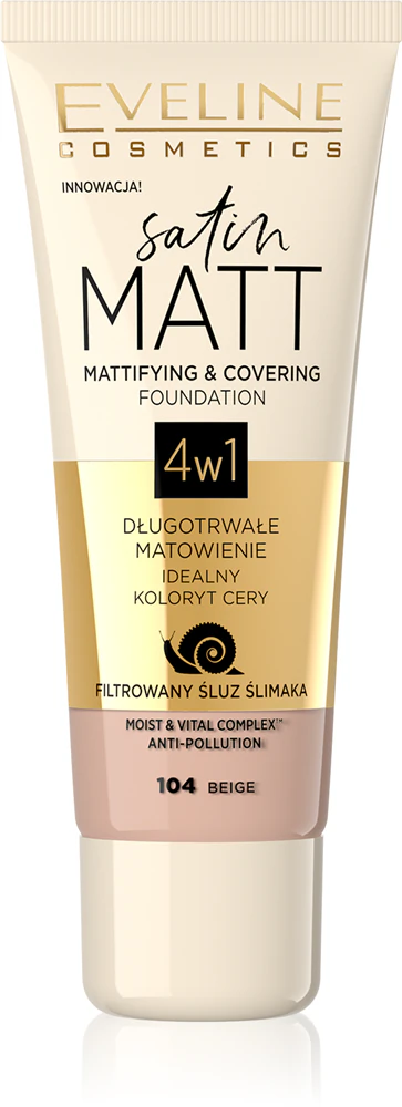 Eveline Cosmetics Satin Matt mattifying make-up with snail extract Farbton 104 Beige 30 ml