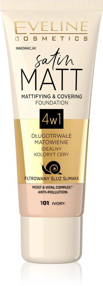 Eveline Cosmetics Satin Matt mattifying make-up with snail extract Farbton 101 Ivory 30 ml