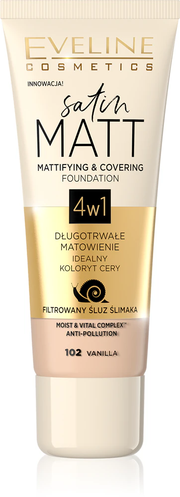 Eveline Cosmetics Satin Matt mattifying make-up with snail extract Farbton 102 Vanilla 30 ml