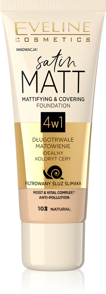 Eveline Cosmetics Satin Matt mattifying make-up with snail extract Farbton 103 Natural 30 ml