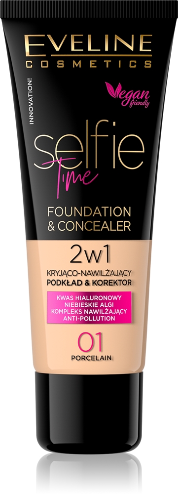Eveline Cosmetics Selfie Time makeup and corrector 2 in 1 Farbton 01 Porcelain 30 ml