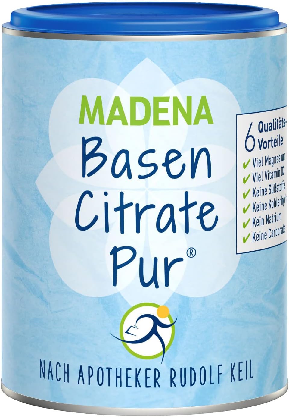 Madena Pure Alkali citrate, by pharmacist Rudolf Keil, Base Powder, 216 g Tin, The Original with 100% Organic Alkalis, Vegan, Lots of Magnesium for a citrate, zinc, potassium and calcium diet - for fasting based on alkaline food 3755779 216.00