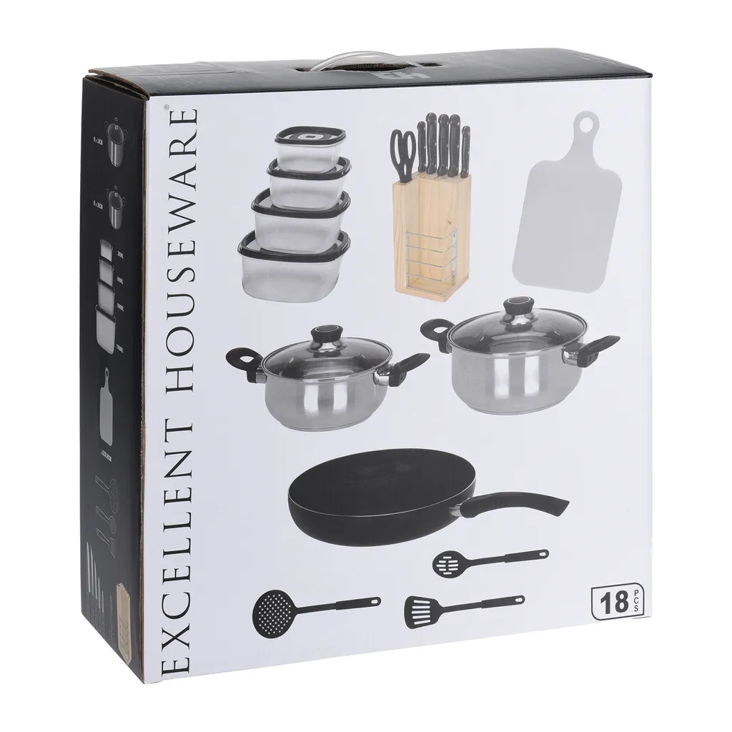 Excellent Houseware 18-piece kitchen set - stainless steel