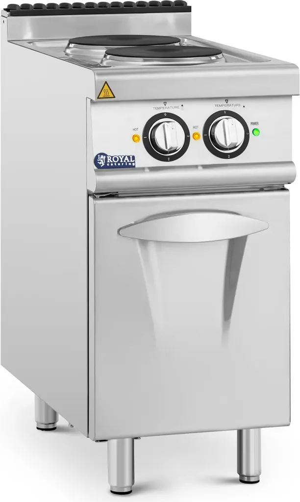 Expondo Royal Catering Electric Stove for Commercial Use - 5.2 kW - 2 Hobs - Base Cabinet -