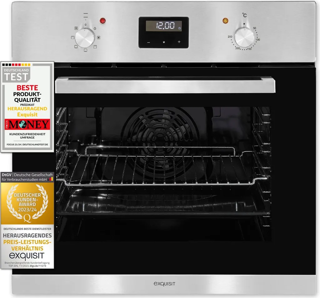 Exquisit EBE 657-2H sw Built-in Oven | 59 L Oven Capacity | Convection | Black