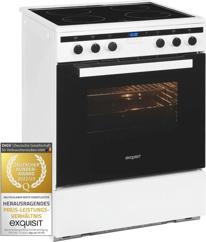 Exquisit EHI 60-3.1 Electric Freestanding Cooker | Induction Hob | Top/Bottom Heat | Grill | Fan | Multifunction Oven | White