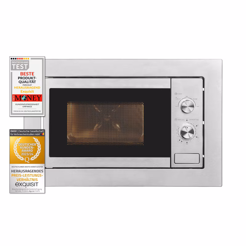 Exquisit built-in microwave EMW10-020 stainless steel | max. 800 W | 20 l cooking chamber | stainless steel front