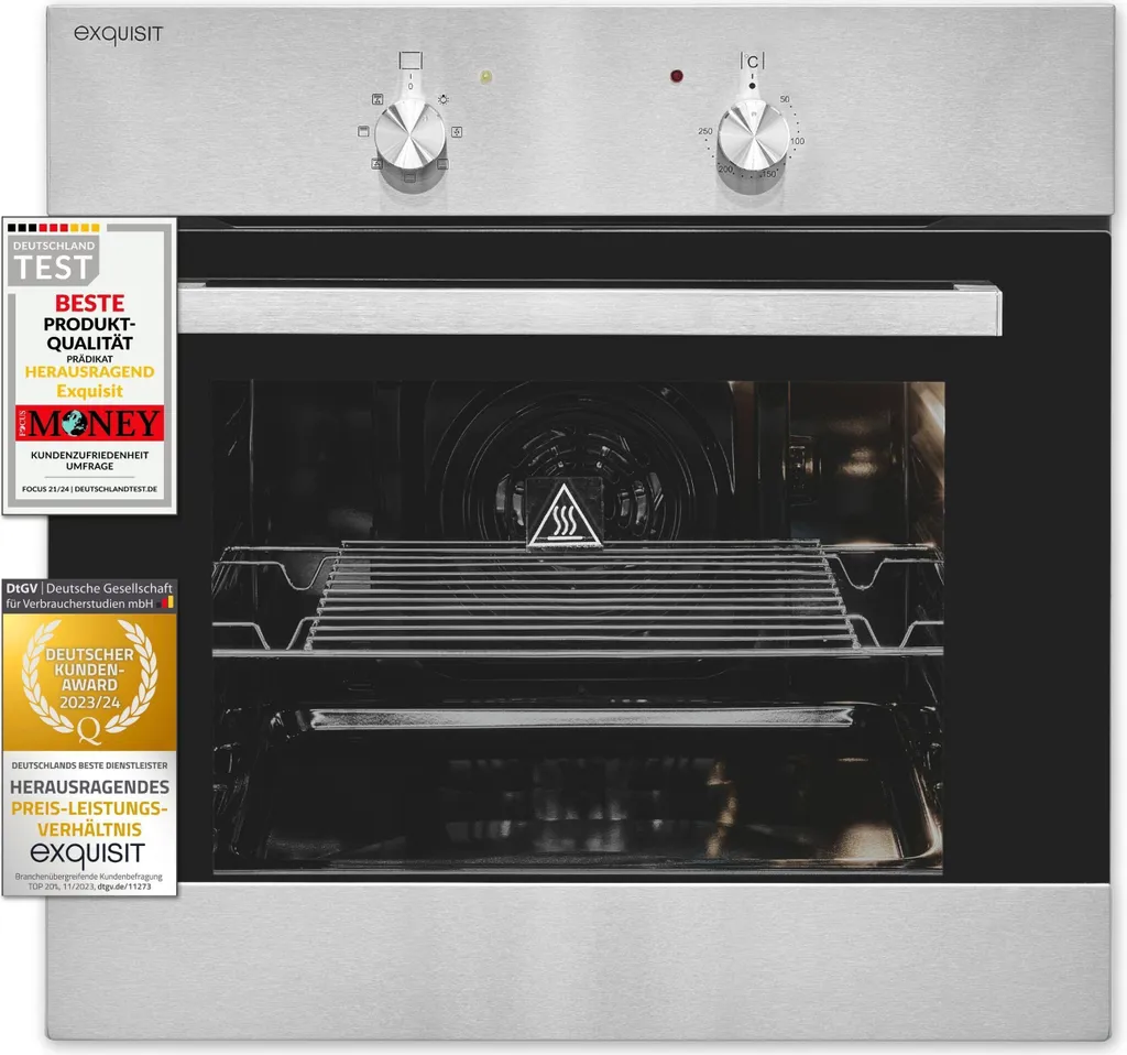 Exquisit built-in oven EBE 555-1.2 U | Energy efficiency class A | 57 l cooking chamber | 60 cm built-in oven