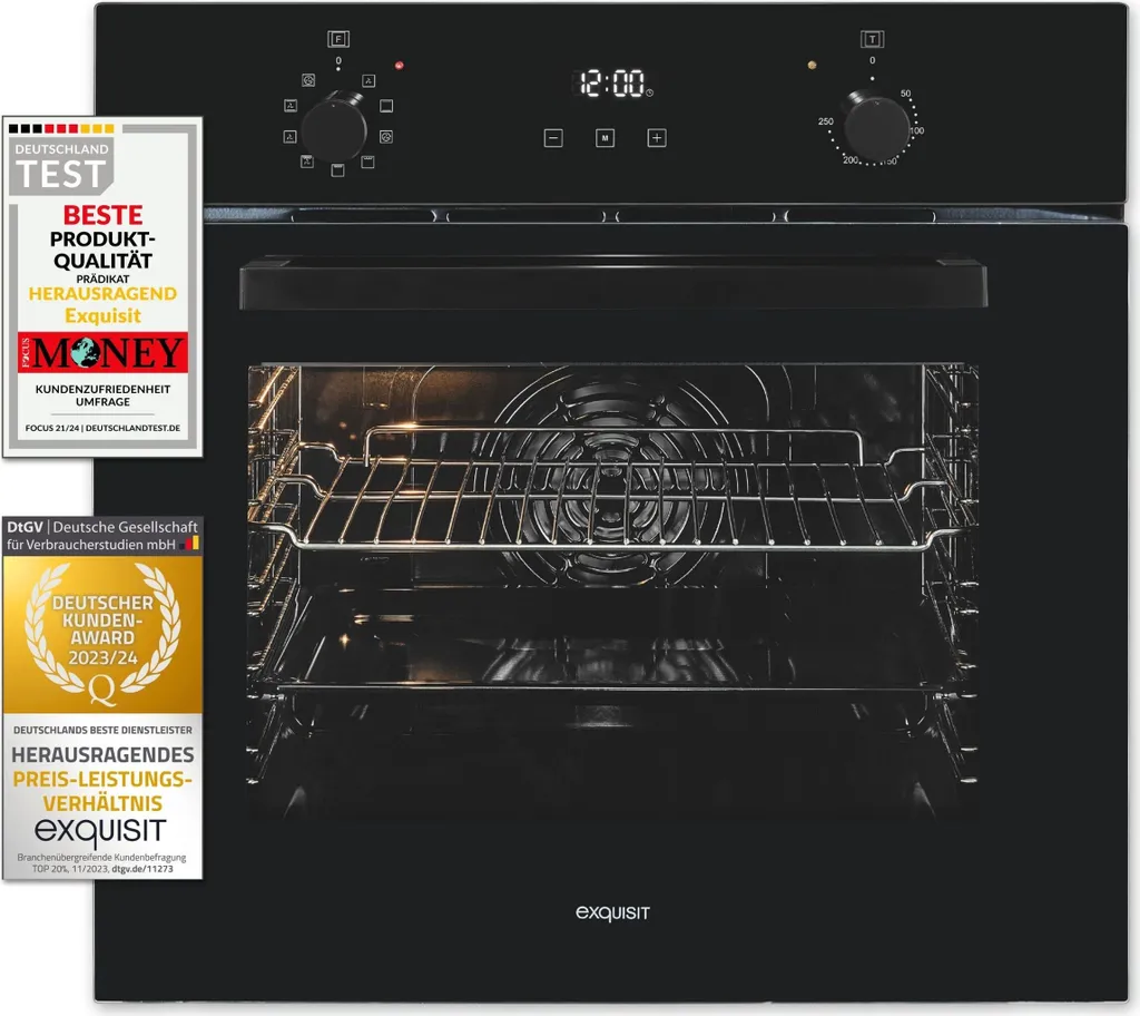Exquisit built-in oven EBE257-H-020 black | Energy efficiency class A | 58.9 l cooking chamber | 60 cm built-in oven