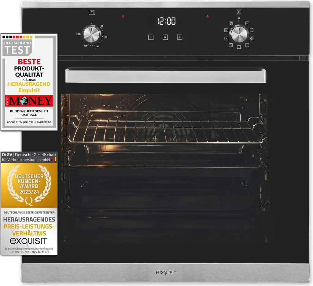 Exquisit built-in oven EBE76-9-H-020 stainless steel | Energy efficiency class A | 75.6 l cooking chamber | 60 cm built-in oven