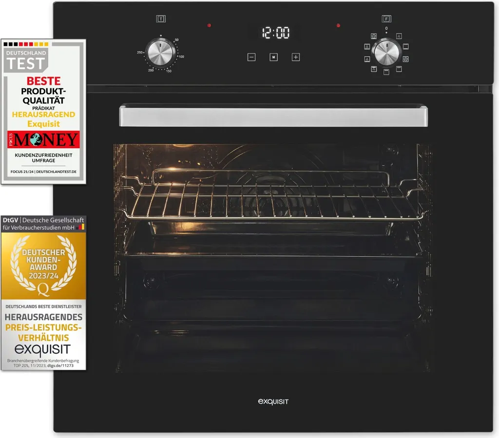 Exquisit built-in oven EBE76-9-H-020 black | Energy efficiency class A | 75.6 l cooking chamber | 60 cm built-in oven