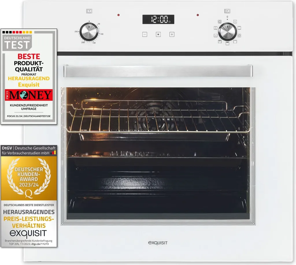 Exquisit built-in oven EBE76-9-H-020 white | Energy efficiency class A | 75.6 l cooking chamber | 60 cm built-in oven