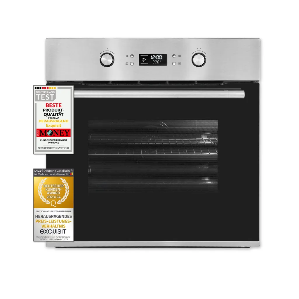 Exquisit electric oven EBEP 697-3 H | Pyrolysis | Stainless steel glass
