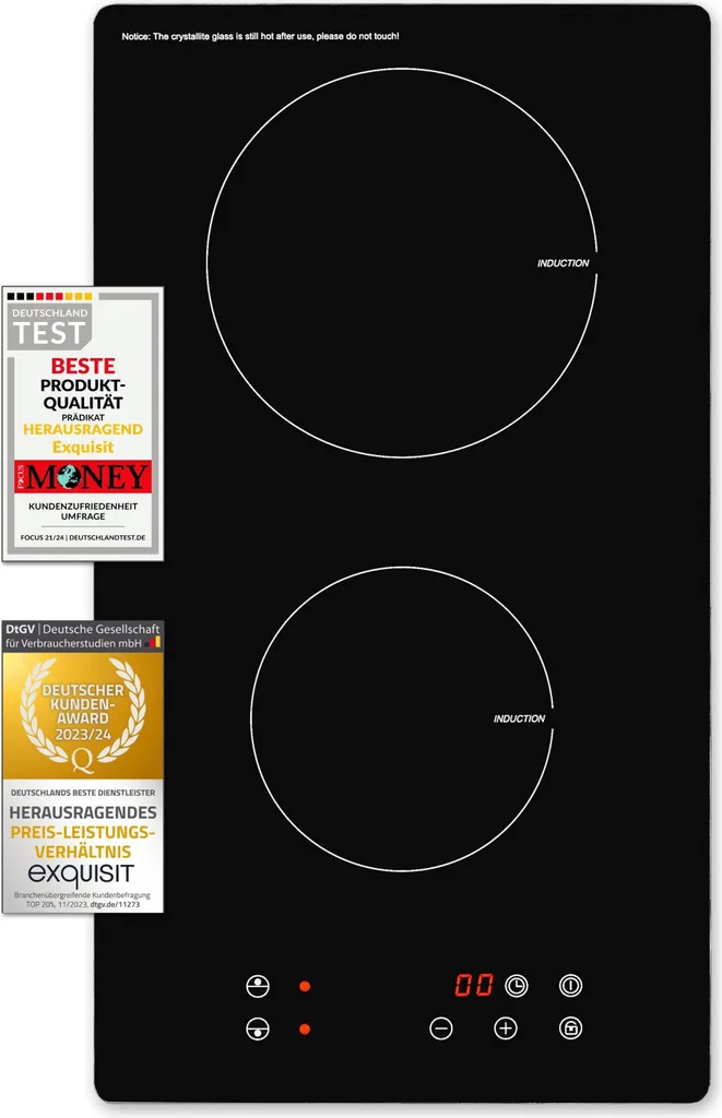 Exquisit EKI 300-2 Cooktop | Induction | Touch Control | 2 Cooking Zones | Frameless | 3500 W