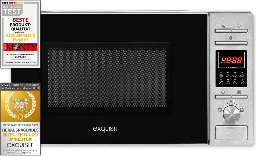 Exquisit Microwave MW 820 DI | max. 700 W | 20 l cooking chamber | Stainless steel glass front