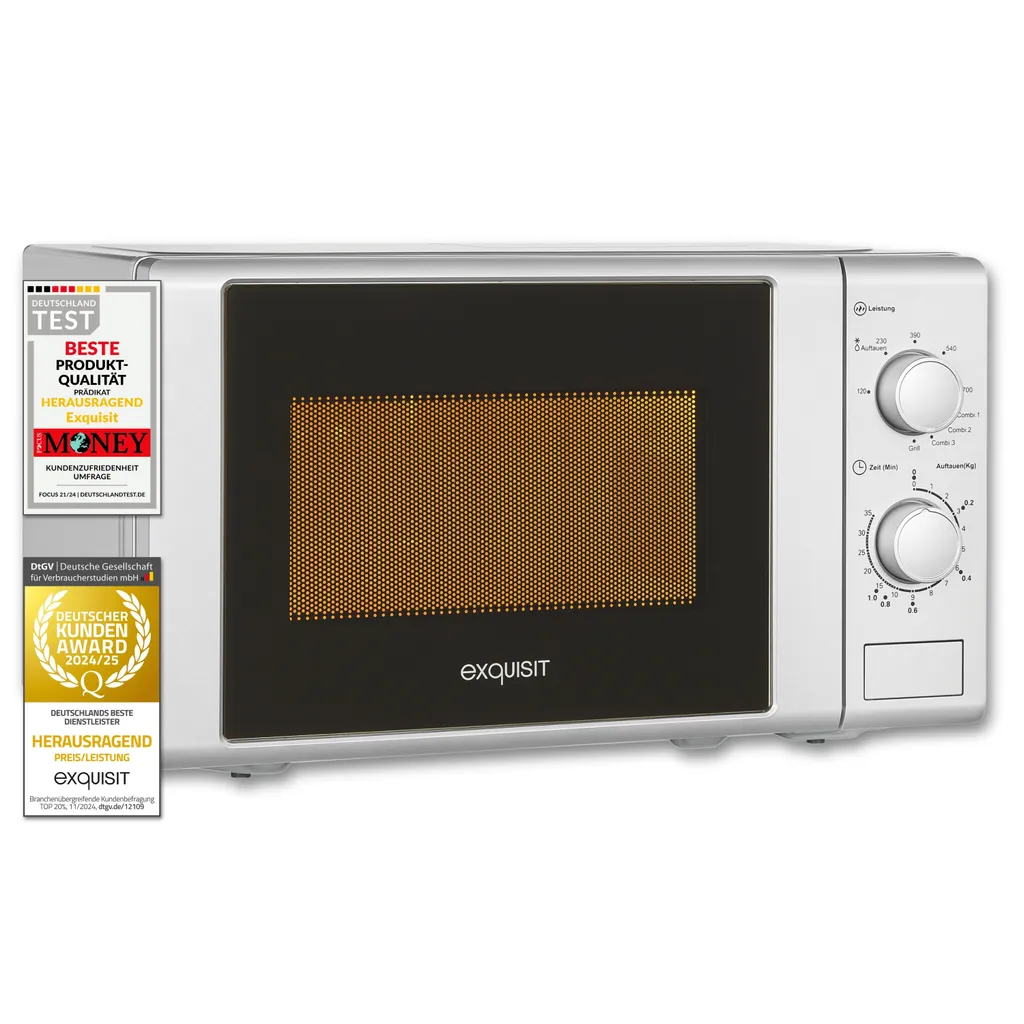 Exquisit Microwave MW 900-030G silver | Grill | max. 1000 W | 20 l cooking chamber