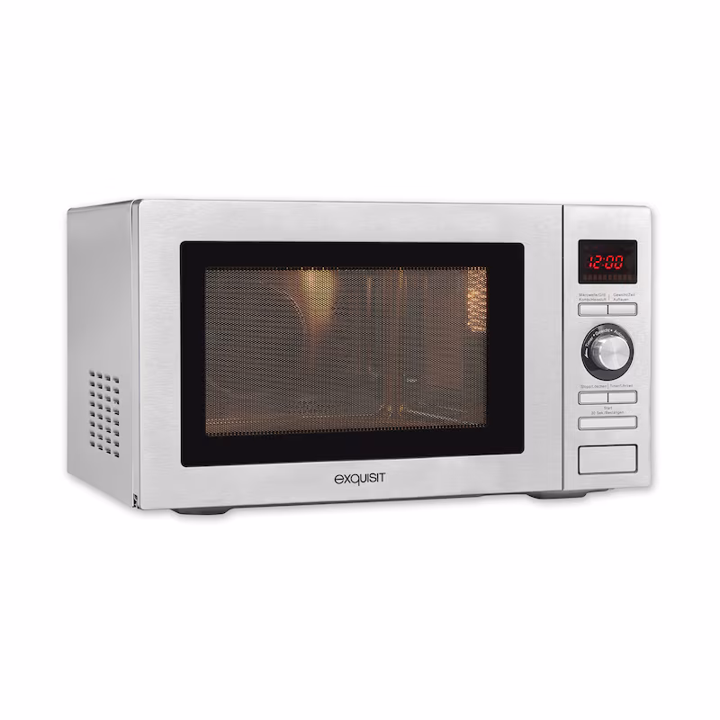 Exquisit Microwave MW 9025 H-3 | Hot Air & Grill | Max. 2500 W | 25 l Cooking Chamber | Stainless Steel Glass Front