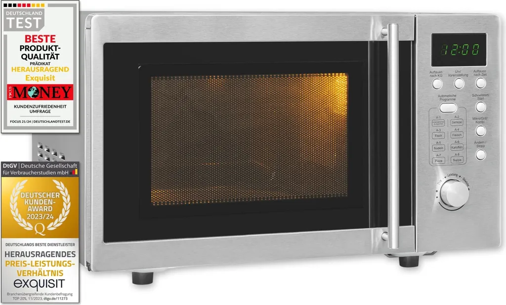 Exquisit Built-in Microwave UMW 800G-3.1 Inox | 20 Liter Capacity | Timer | 1000 W Cooking Power | Stainless Steel