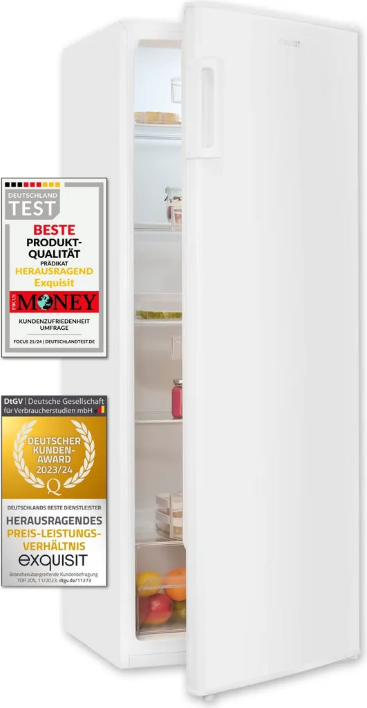 Exquisit KS320-V-H-040D white full-size refrigerator | Net capacity: 242 L | Without freezer compartment