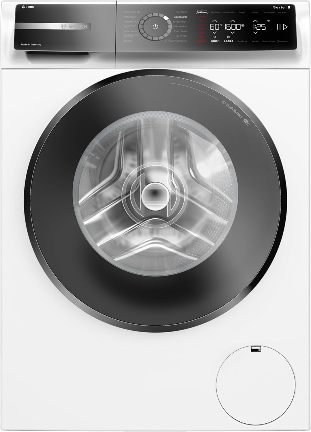 Bosch WGB256A41, Series 8, Smart Washing Machine, 1-10 kg, 1600 rpm, Made in Germany, Maximum Energy and Water Savings, i-DOS Automatic Dosing, Automatic Stain Control, Iron Assist, Refill Function