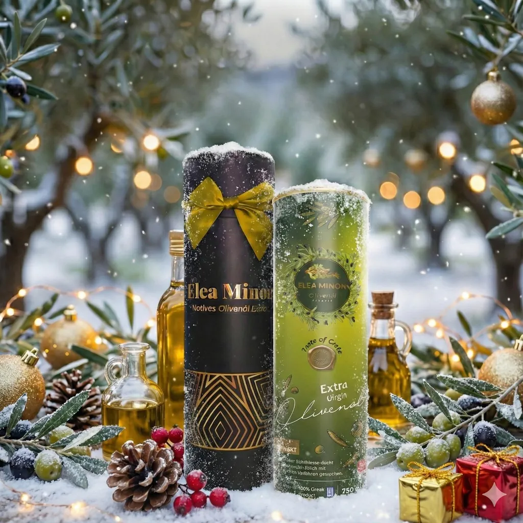 Muvax Extra Virgin Olive Oil Gift Set | 0.75L Canister in an Elegant Cylinder Gift Box, Premium Olive Oil from Crete | Christmas Gift