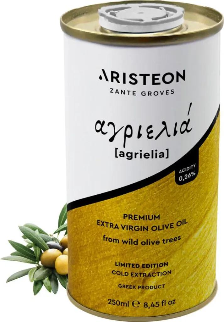 Aristeon EXTRA VIRGIN AGRIELIA Olive Oil from Wild Trees - 250 ml Greece Zakynthos On an empty stomach 250 ml