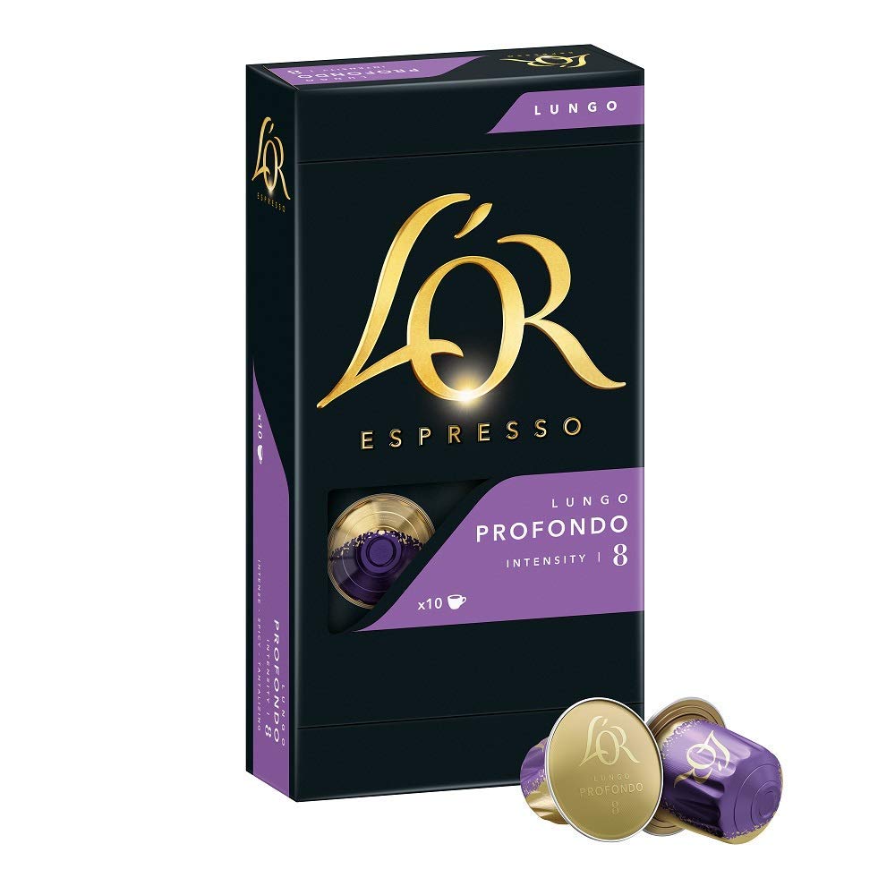 L'OR L\'OR Lungo Profondo Coffee Capsules, 100 Nespresso®* Compatible Capsules, Pack of 10, 10 x 10 Drinks