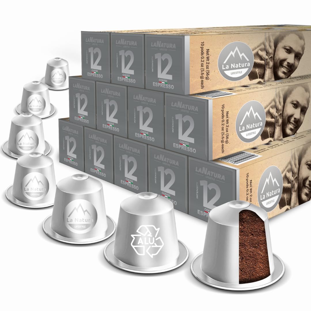 La Natura Lifestyle ESPRESSO Aluminum Coffee Capsules, 120 x 100% Recyclable