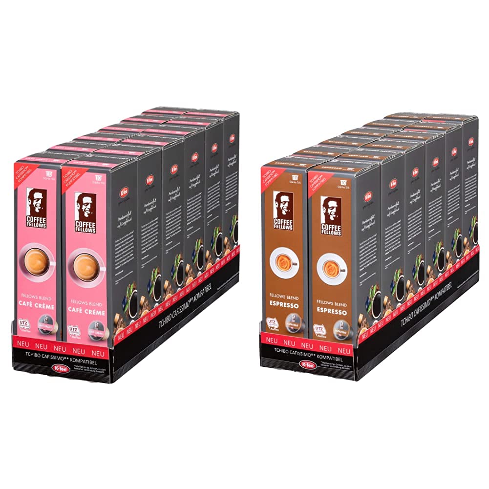 Coffee Fellows Blend Café Crème Coffee Capsules, Pack of 120, Compatible with Tchibo Cafissimo(R)*, Pack of 12 (12 x 75 g) 700893 & Blend ESPRESSO Coffee Capsules, 120 Pieces, Pack of 12 (12 x 78 g)