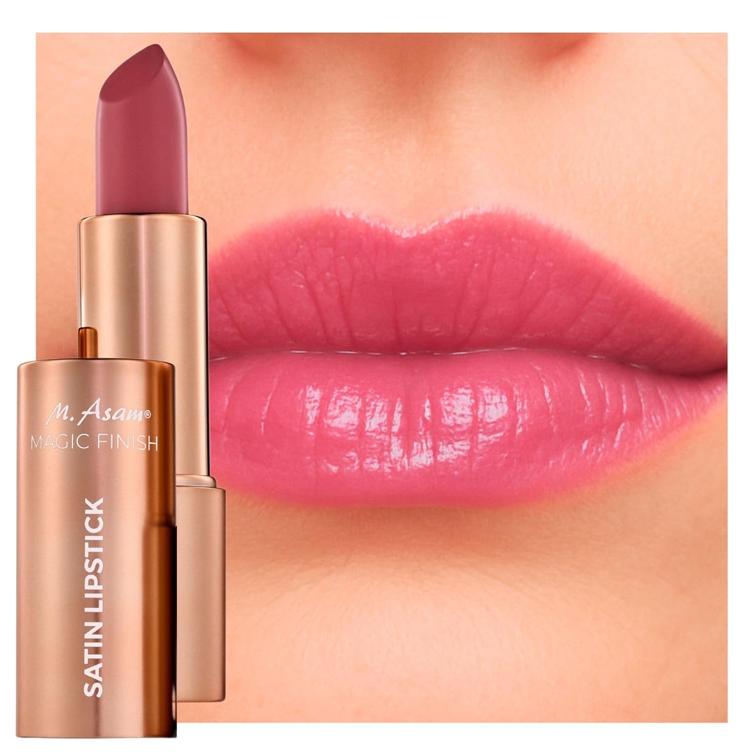 M. Asam Magic Finish Satin Primrose Lipstick (4g) - Lipstick in Rich & Powdery Pink Tone, 4-in-1: Volume Peptide, Lip Balm, Moisture & Durability, Enhanced Lip Volume