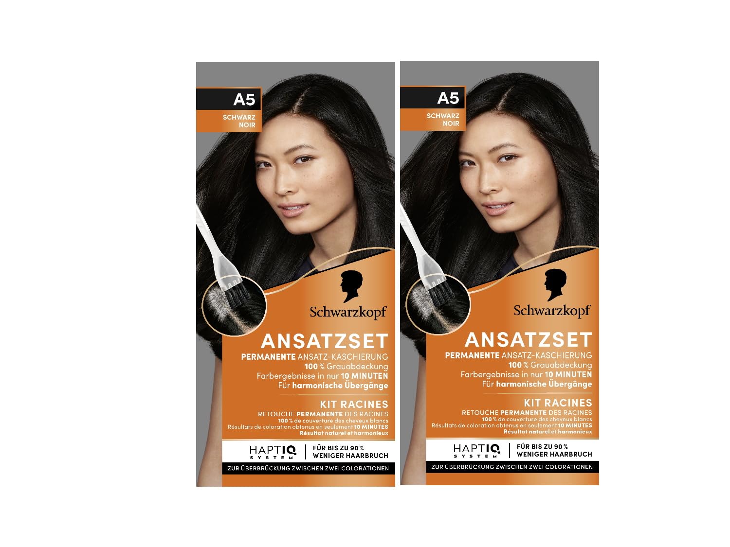 Schwarzkopf Root Set A5 Black Level 3 (2 x 45 ml), Permanent Hair Color for Concealing Hairline in Just 10 Minutes, Root Color for Harmonious Transitions