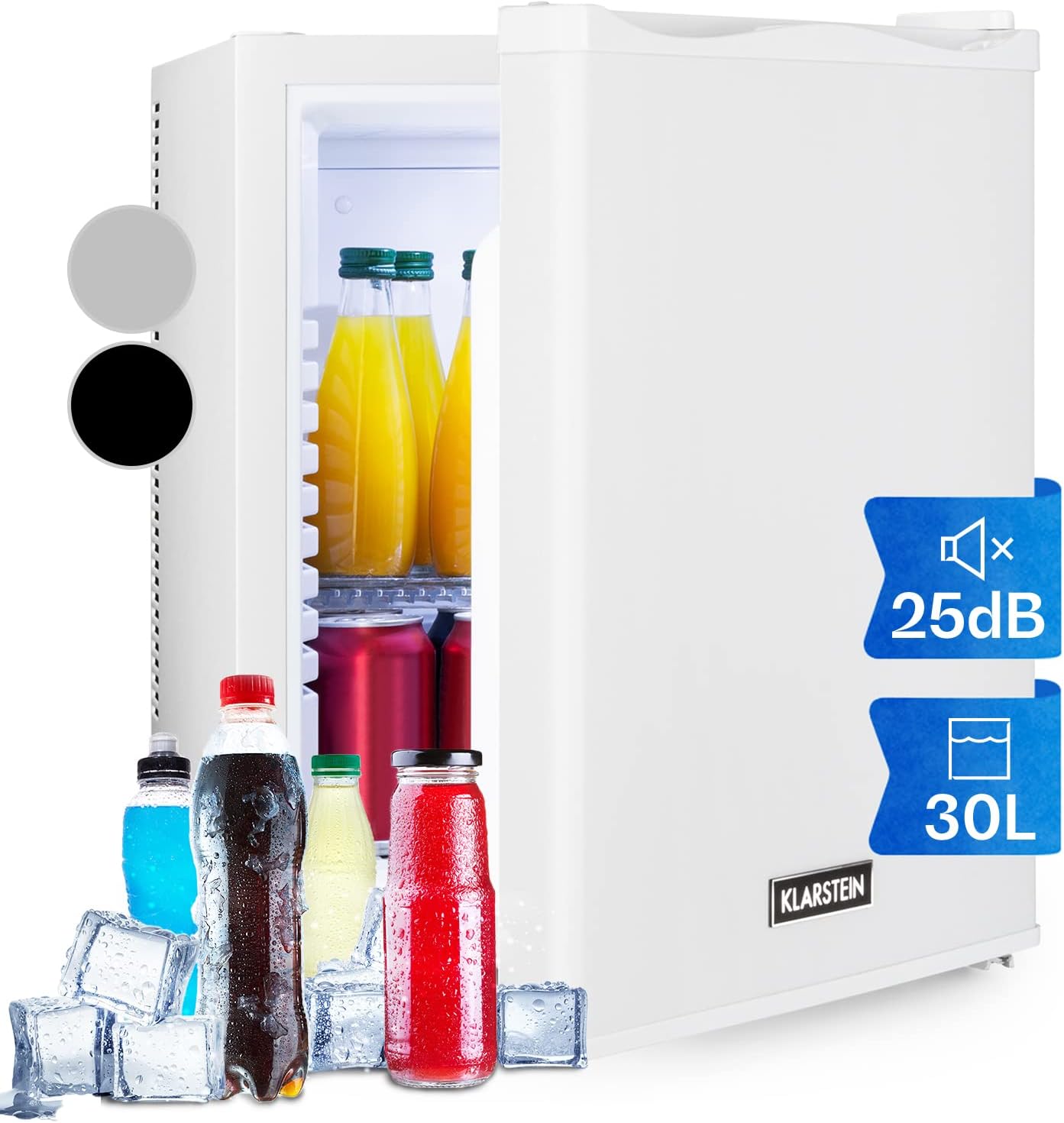 Klarstein Happy Hour - Mini Bar, Mini Fridge, Drinks Refrigerator, Compression, Cooling Temperature: 5-15°C, Silent: 0dB, LED light