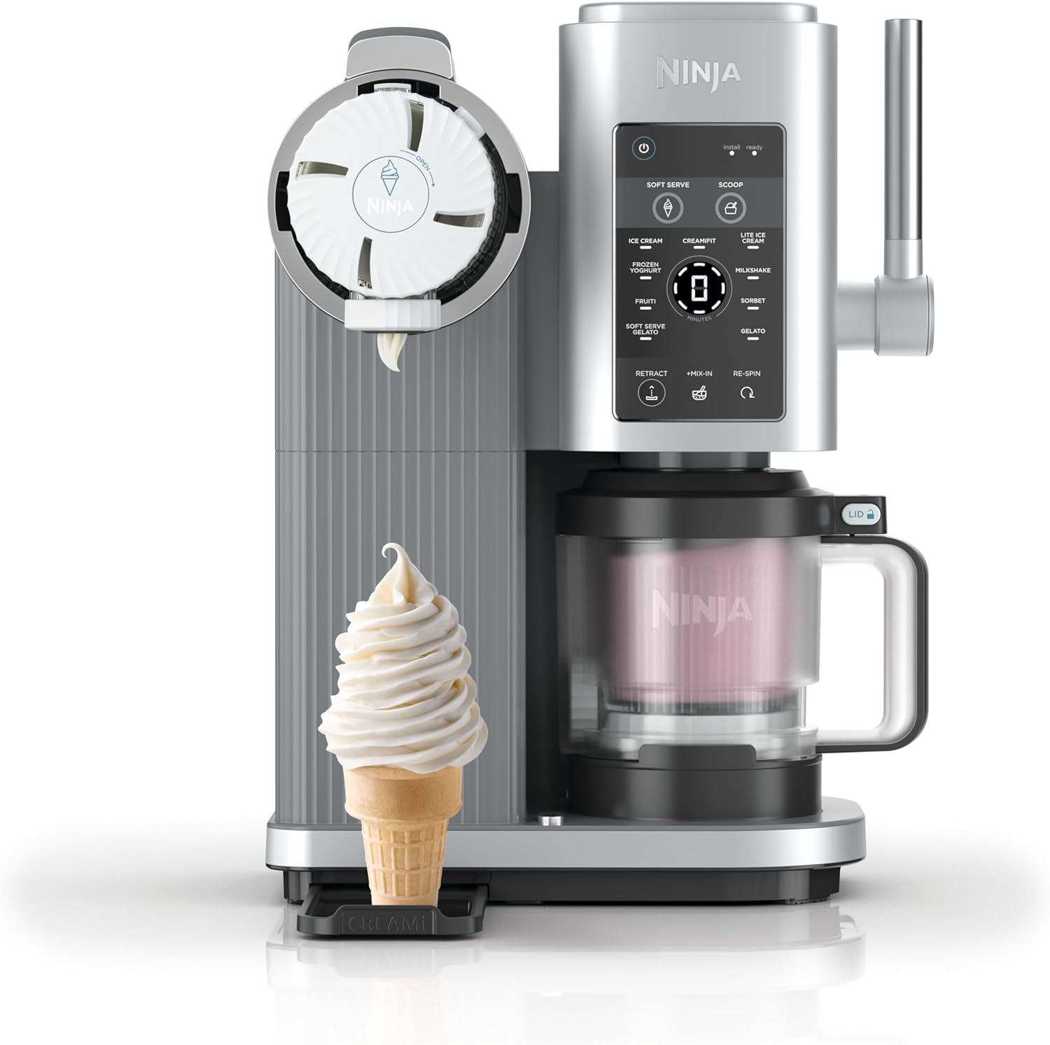 Ninja CREAMi Scoop & Swirl NC701EU Ice Cream Maker with 2 Containers, 13 Functions, for Ice Cream, Soft Ice Cream, Gelato, Sorbet, Milkshakes and More, with Mix-In Function, Platinum Silver