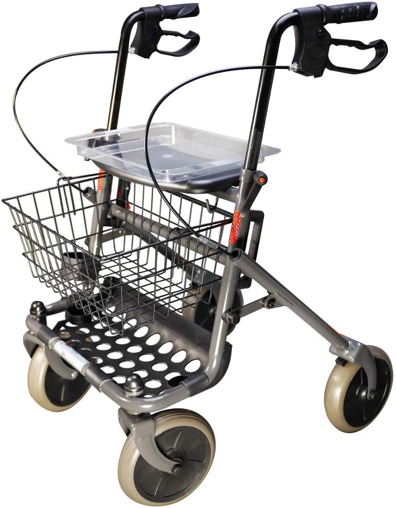 FabaCare Actimo Basic Rollator with Full Equipment, Standard Foldable Walker, Walking Aid, Walker up to 130 kg (Anthracite)