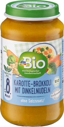 dmBio Carrot-broccoli with spelt noodles from the 8th month, Demeter, 220 g