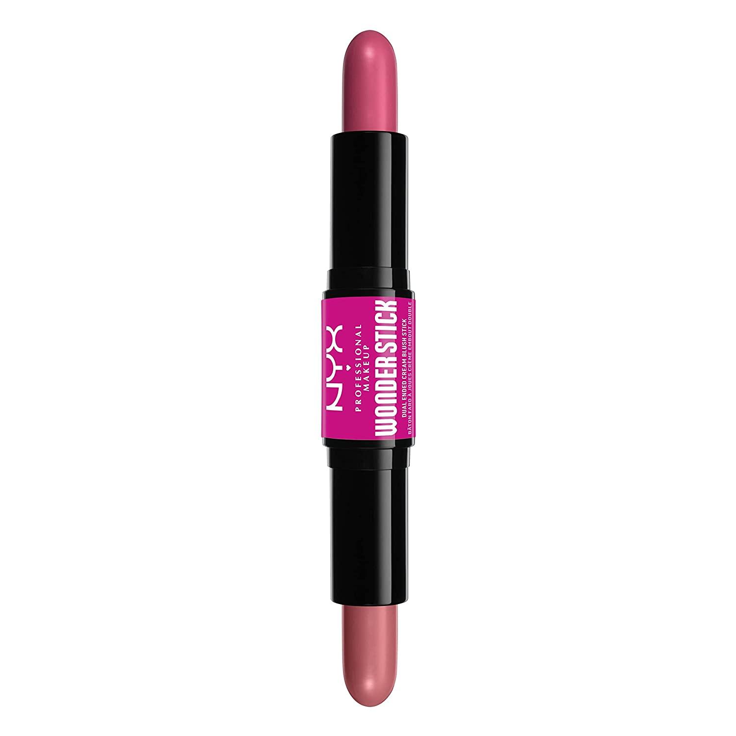 NYX Professional Makeup Blusher with Hyaluronic Acid Moisturising Mixable Texture Vegan Wonder Stick Light Peach + Baby Pink, ‎01 'n'