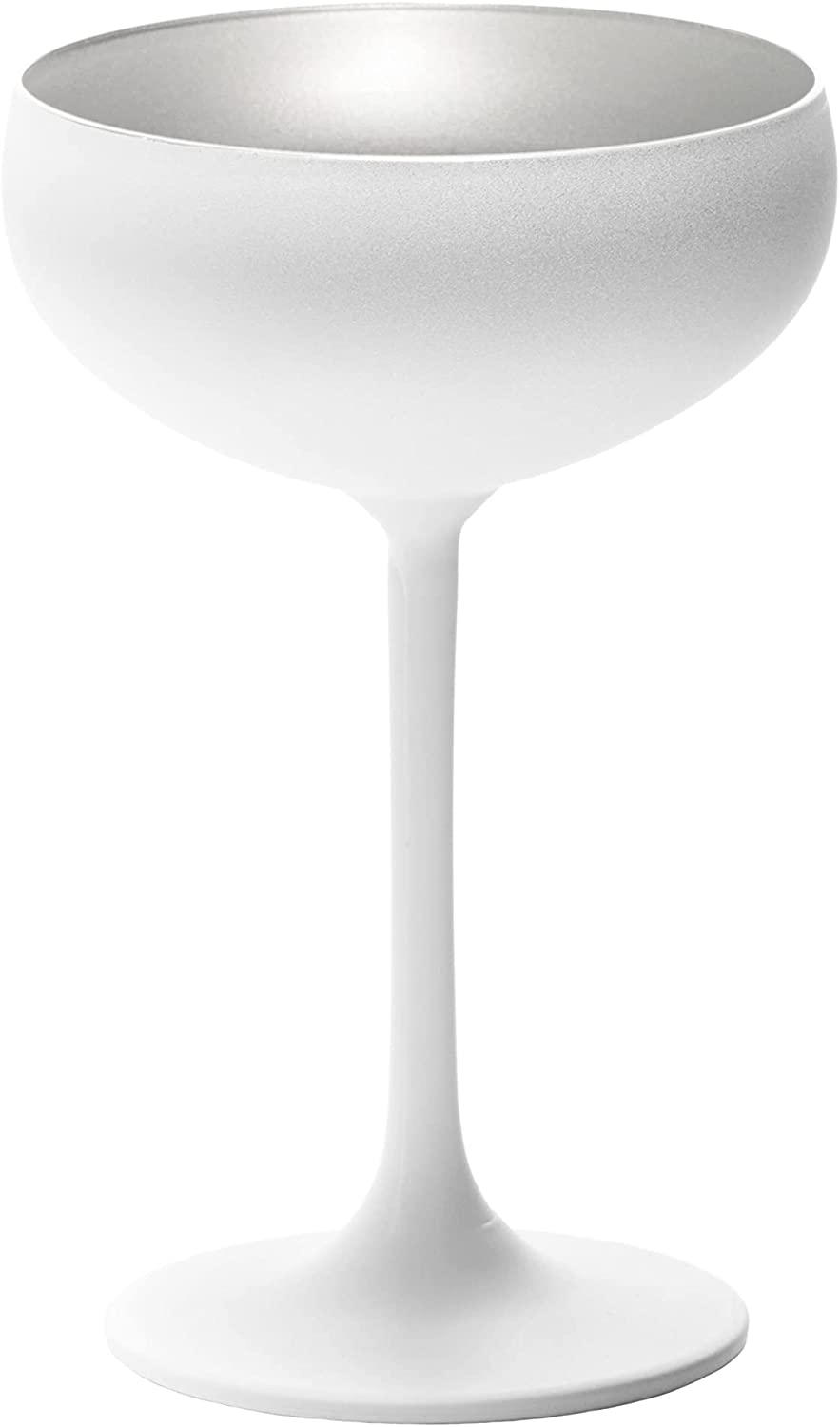 Stölzle Lausitz Champagne Bowls White (Matte) Silver Set of 6 I Cocktail Bowls Made of High-Quality Crystal Glass 200 ml I Champagne Glasses Set Dishwasher Safe I Coupe Glasses I High Break Resistance
