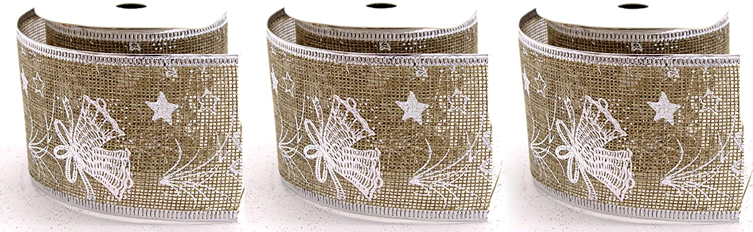 DARO DEKO Daro Decorative Ribbon 6.3 Cm X 2.7 M In Grey Or Natural - Pack Of 1 Or 3 P